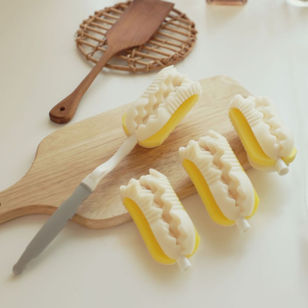 [Lieto Baby] Lieto Baby Sponge Bottle Brushes + 3 Piece Replacement Heads-Made in Korea